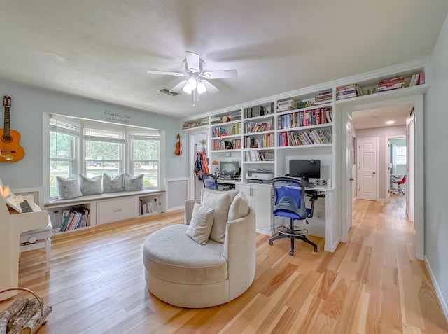 7420 Hickock Ct, Tallahassee, FL 32311 - home office featuring ceiling fan and light wood finished floors