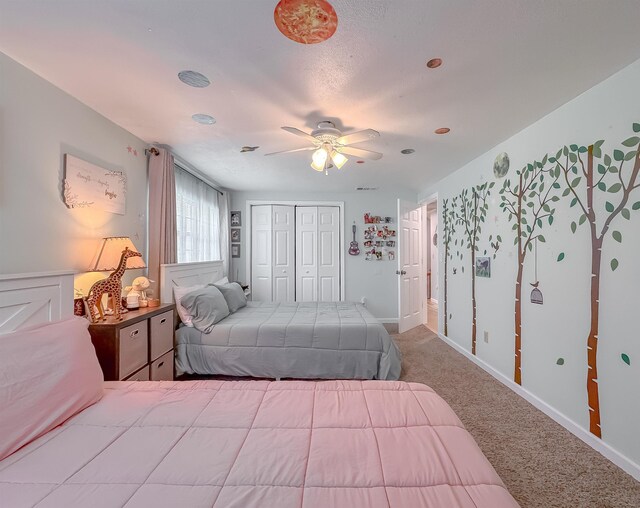 7420 Hickock Ct, Tallahassee, FL 32311 - carpeted bedroom with a ceiling fan and a closet
