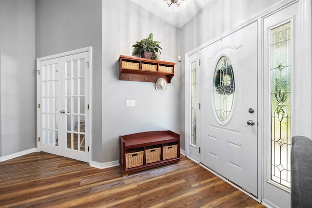 foyer entrance with dark hardwood / wood-style floors