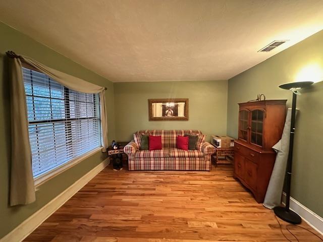 living room with light hardwood / wood-style floors