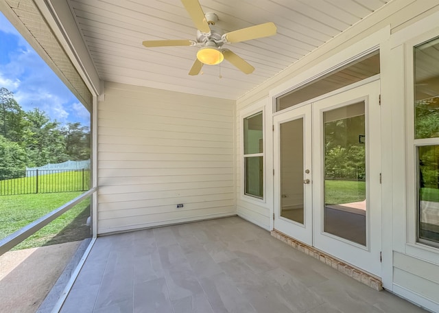 3353 Jasmine Hill Rd, Tallahassee, FL 32311 - unfurnished sunroom with french doors, ceiling fan, and healthy amount of natural light