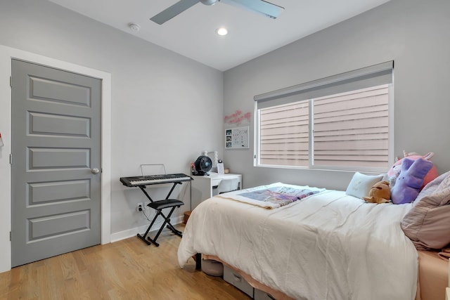 1256 N Bronough St, Tallahassee, FL 32303 - bedroom with wood finished floors, recessed lighting, baseboards, and ceiling fan