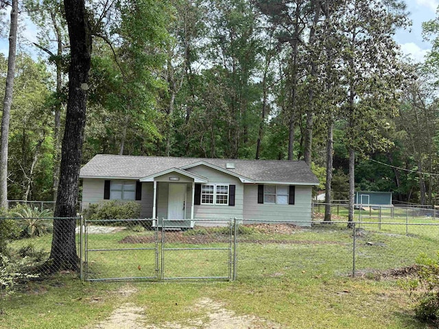 24118 Lone Star Rd, Tallahassee, FL 32310 - ranch-style house featuring a gate, a front lawn, and a fenced front yard