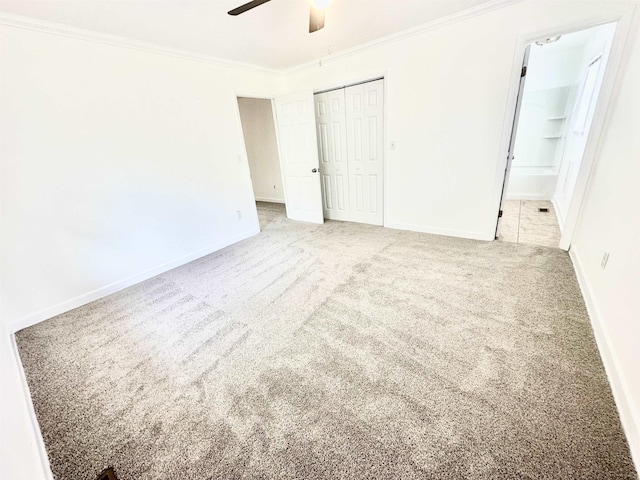 24118 Lone Star Rd, Tallahassee, FL 32310 - unfurnished bedroom featuring baseboards, carpet, a closet, and ornamental molding