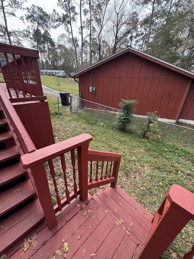 deck with a lawn