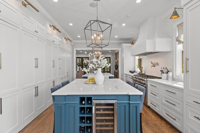 1216 Mitchell Ave, Tallahassee, FL 32303 - interior space with dark wood-type flooring, a chandelier, and wine cooler