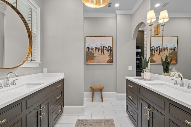 1216 Mitchell Ave, Tallahassee, FL 32303 - full bathroom featuring visible vents, a sink, and ornamental molding