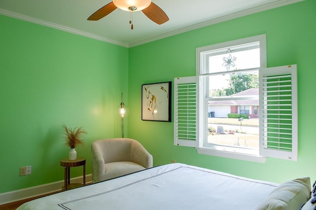 696 Lupine Ln, Tallahassee, FL 32308 - bedroom with crown molding and a ceiling fan