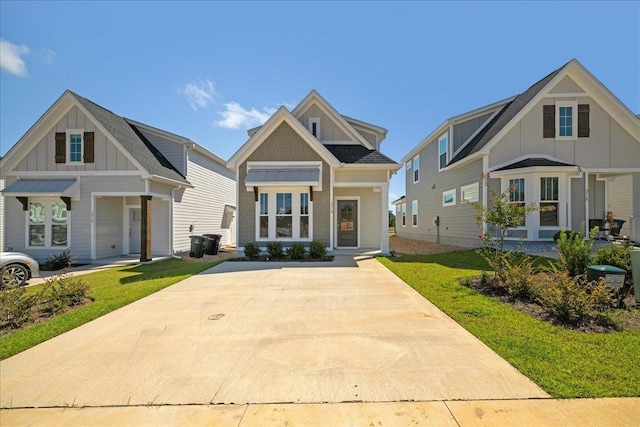 view of front of home with french doors and a front yard