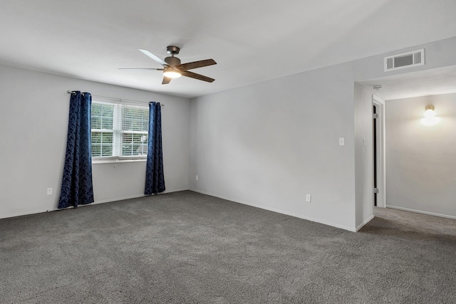 unfurnished room featuring carpet floors and ceiling fan