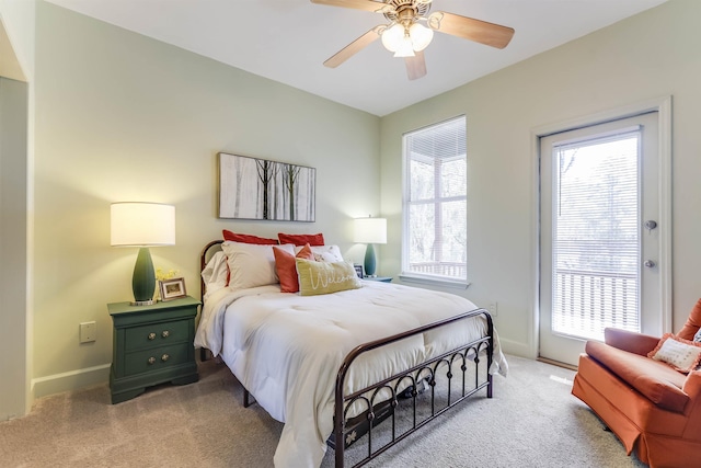 10446 Rose Rd, Tallahassee, FL 32311 - bedroom featuring baseboards, carpet flooring, and a ceiling fan