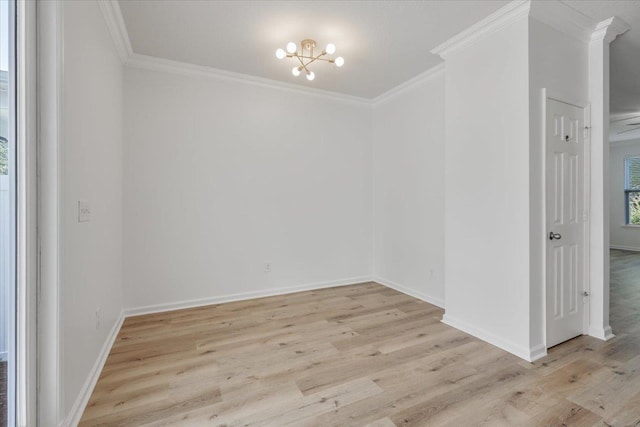 4312 Four Oaks Blvd, Tallahassee, FL 32311 - spare room featuring light wood-type flooring, ornamental molding, and a chandelier