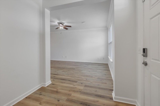 4312 Four Oaks Blvd, Tallahassee, FL 32311 - spare room featuring a ceiling fan, crown molding, and light wood-type flooring
