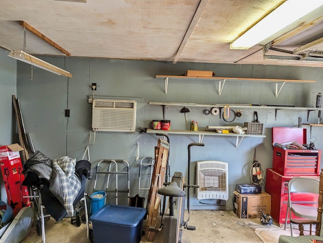 storage with a wall mounted AC and heating unit