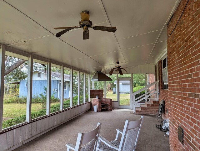 491 NE Dusty Miller Ave, Madison, FL 32340 - sunroom / solarium featuring ceiling fan and entry steps