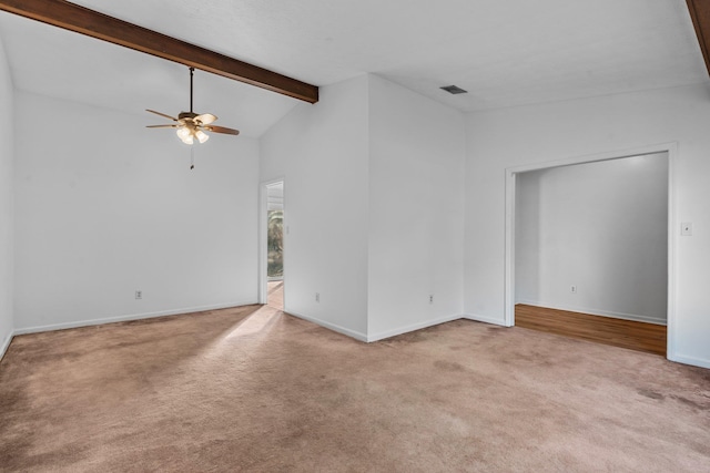 1909 Ermine Ct, Tallahassee, FL 32308 - carpeted spare room with a ceiling fan, beam ceiling, and high vaulted ceiling