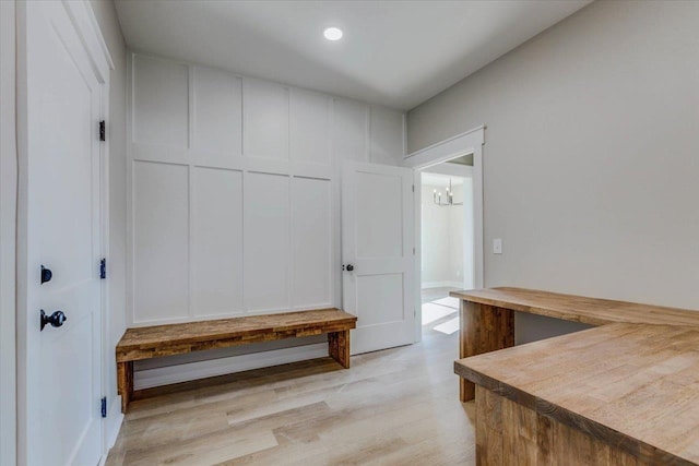 mudroom featuring light hardwood / wood-style flooring