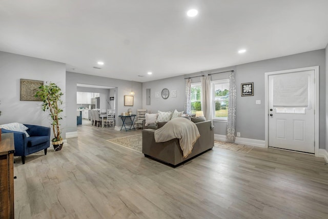 living room featuring light hardwood / wood-style flooring
