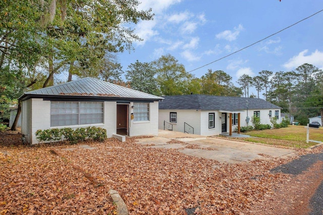 view of single story home
