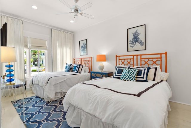 bedroom featuring ceiling fan