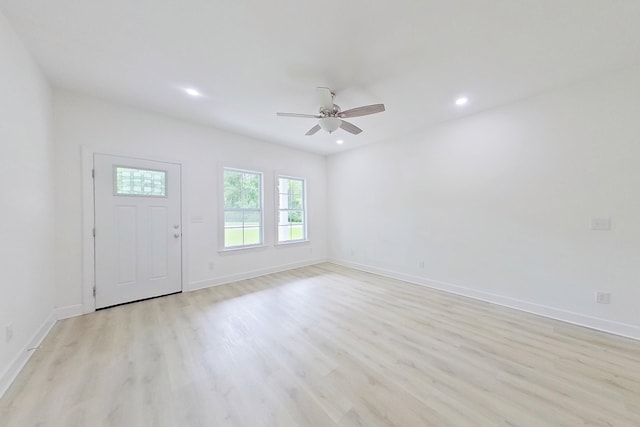 103 Heather Ln, Thomasville, GA 31792 - entryway with light wood-style floors, ceiling fan, recessed lighting, and baseboards