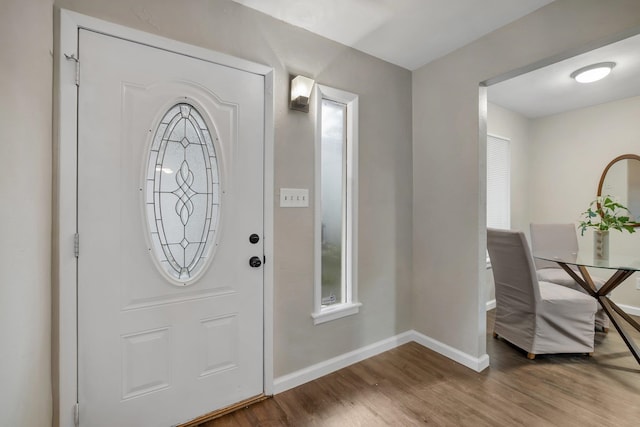 foyer entrance featuring wood-type flooring