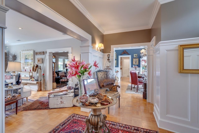 foyer with ornamental molding