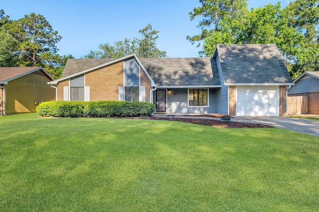 3268 Garcia Dr, Tallahassee, FL 32309 - view of front of home featuring brick siding, a garage, concrete driveway, a shingled roof, and a porch