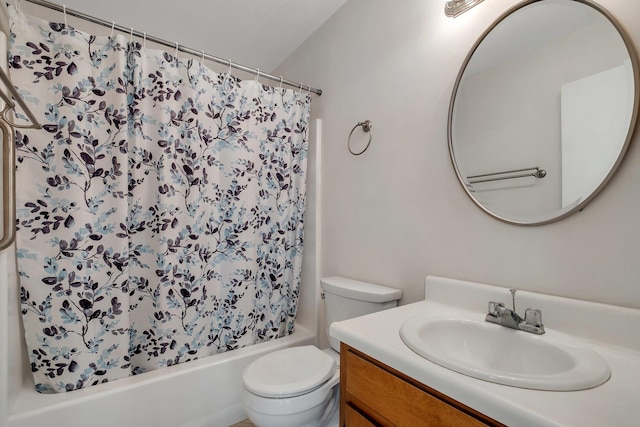 3268 Garcia Dr, Tallahassee, FL 32309 - full bathroom with vanity, toilet, and shower / tub combo with curtain