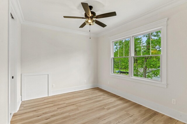 3235 Magazine Cir, Tallahassee, FL 32312 - unfurnished room with baseboards, light wood-style flooring, ornamental molding, and ceiling fan