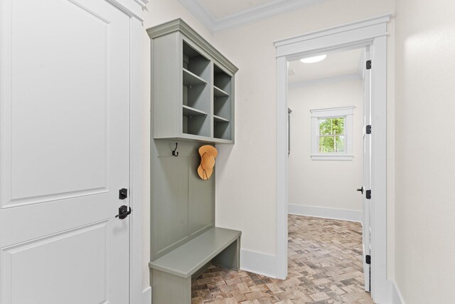 3235 Magazine Cir, Tallahassee, FL 32312 - mudroom with crown molding and baseboards