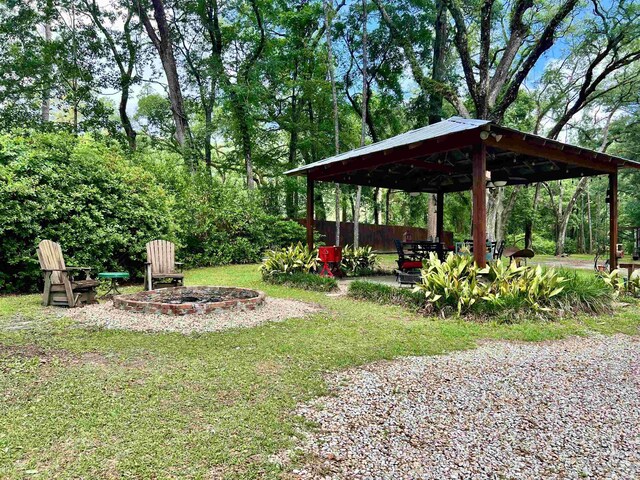 376 Tecumseh Rd, Monticello, FL 32344 - view of yard with a gazebo and a fire pit