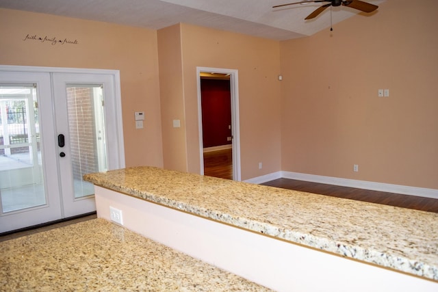 21 Blenheim Rd Fl, Shalimar, FL 32579 - kitchen with ceiling fan, dark wood-type flooring, and french doors