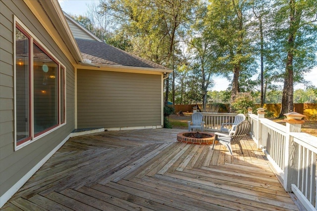 deck with a fire pit