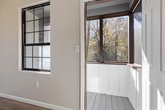 doorway featuring hardwood / wood-style flooring