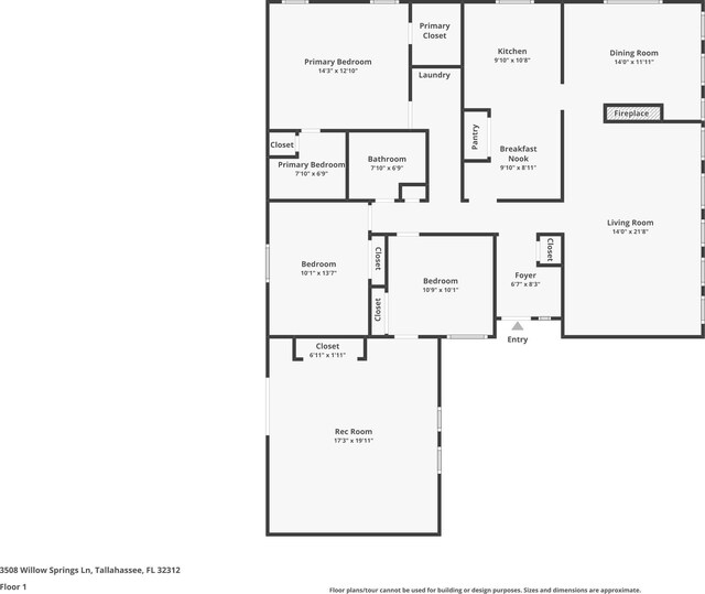 3508 Willow Springs Ln, Tallahassee, FL 32312 - view of floor plan / room layout
