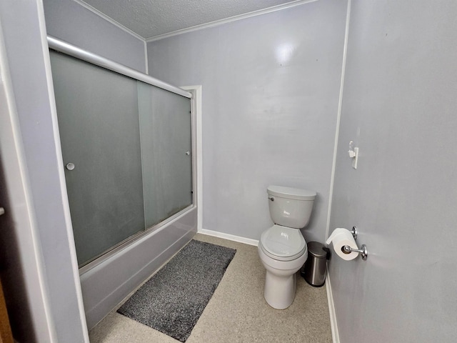 2612 W Tharpe St, Tallahassee, FL 32303 - bathroom featuring a textured ceiling and bath / shower combo with glass door