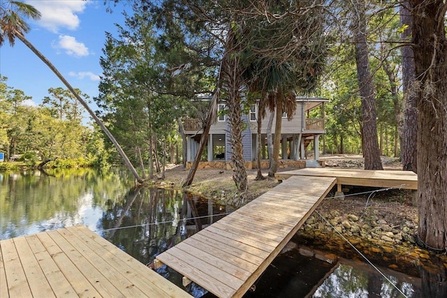 1334 Jr Howell Rd, Steinhatchee, FL 32359 - dock area with a water view and a balcony