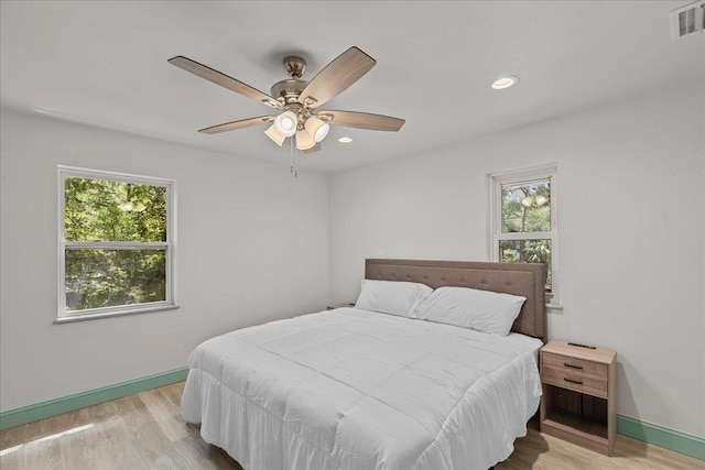 1334 Jr Howell Rd, Steinhatchee, FL 32359 - bedroom featuring baseboards, light wood-style floors, visible vents, and recessed lighting