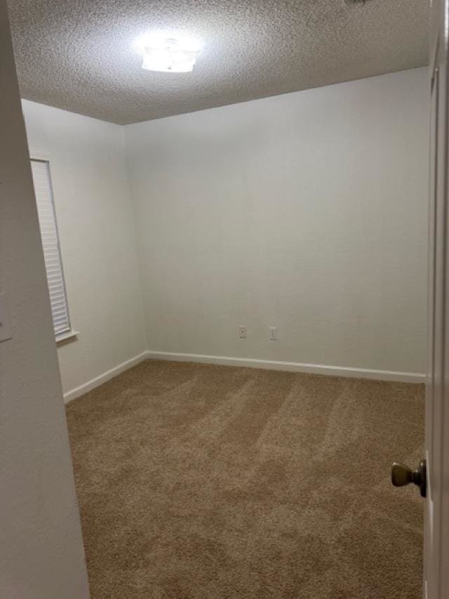 empty room with carpet flooring and a textured ceiling