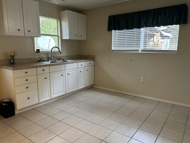 kitchen featuring sink and white cabinets