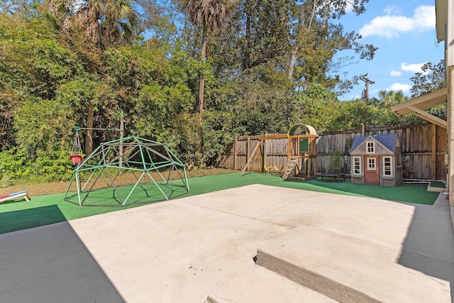 view of patio / terrace featuring a playground