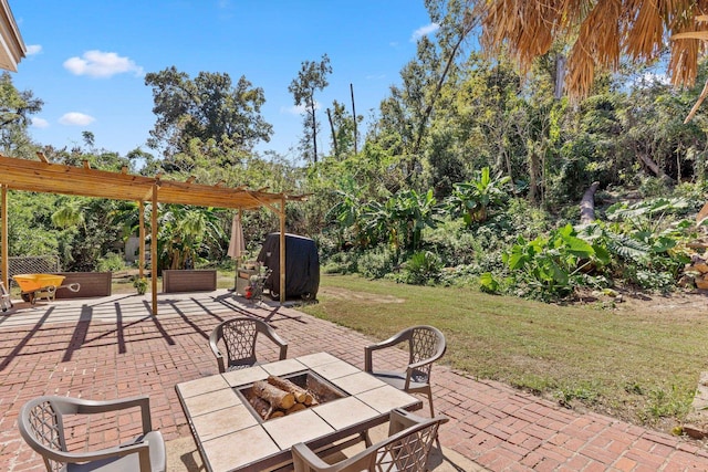 view of patio with an outdoor fire pit