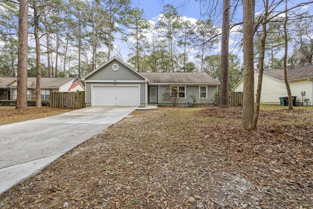 ranch-style home with a garage