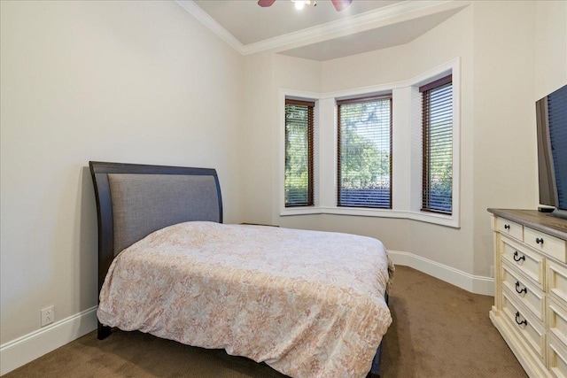 8017 Oak Grove Plantation Rd, Tallahassee, FL 32312 - bedroom featuring carpet, crown molding, baseboards, and a ceiling fan