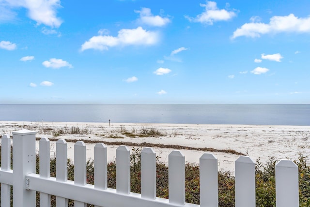 view of water feature featuring a beach view