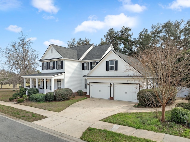 front of property with a garage and a porch