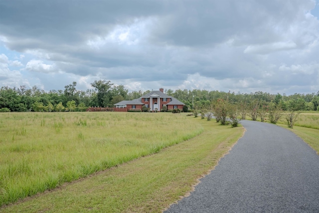 view of road with a rural view