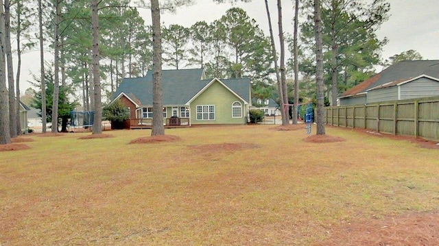 view of yard featuring a trampoline