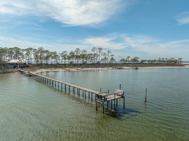 view of dock featuring a water view